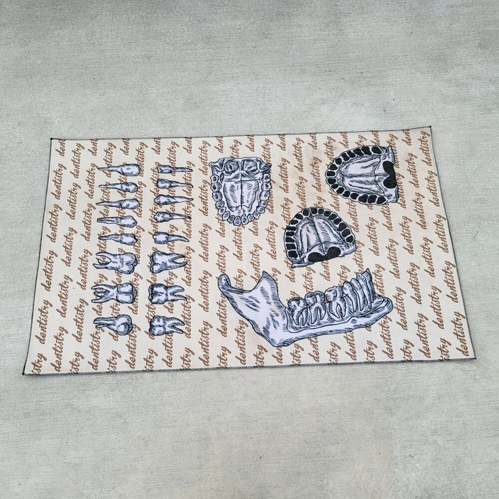 Vintage Tooth Chart Area Rug Dentist Mat